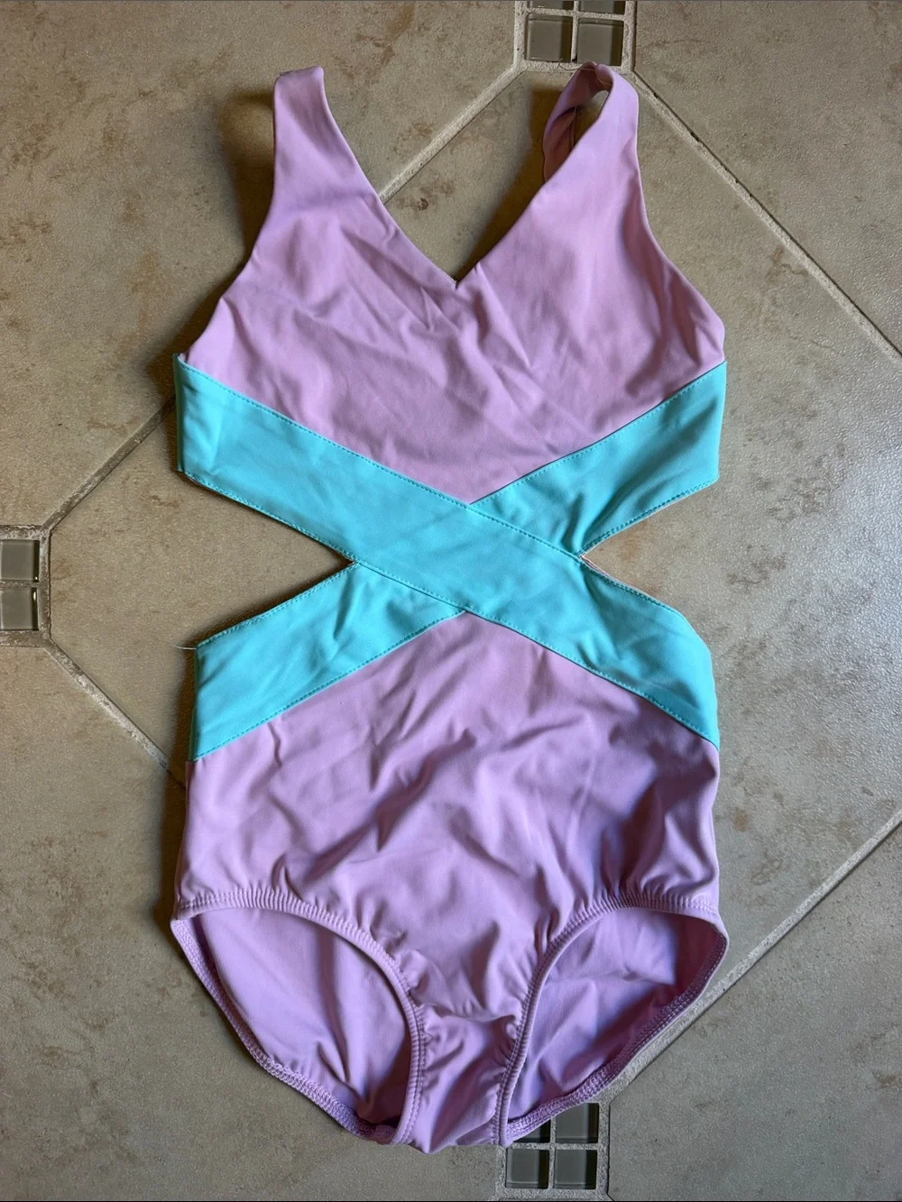 Roxie Dancewear Pink & Mint Cutout One-Piece  dance leotard